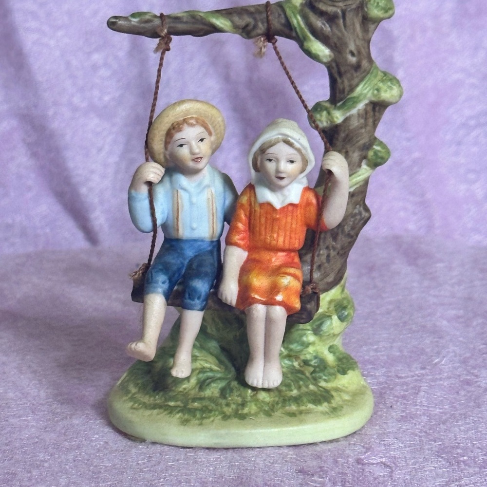 Norman Rockwell Collection 1984 Figurine "Summer Fun" Boy and Girl on Tree Swing